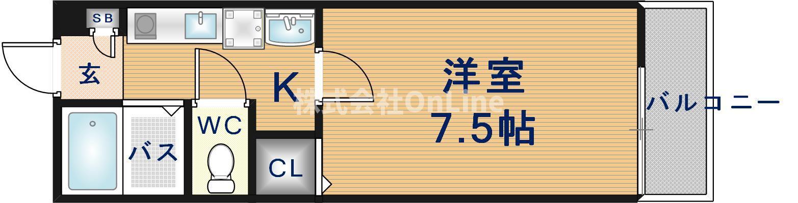 ソーレルヴァン(1K/1階)の間取り写真