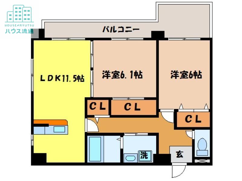 クレールF・K(2LDK/4階)の間取り写真