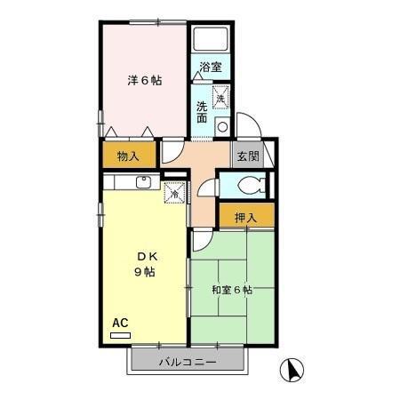 セジュール南 A(2DK/2階)の間取り写真