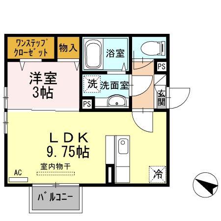 京王高尾線 めじろ台駅 徒歩13分 2階建 築15年(1LDK/1階)の間取り写真