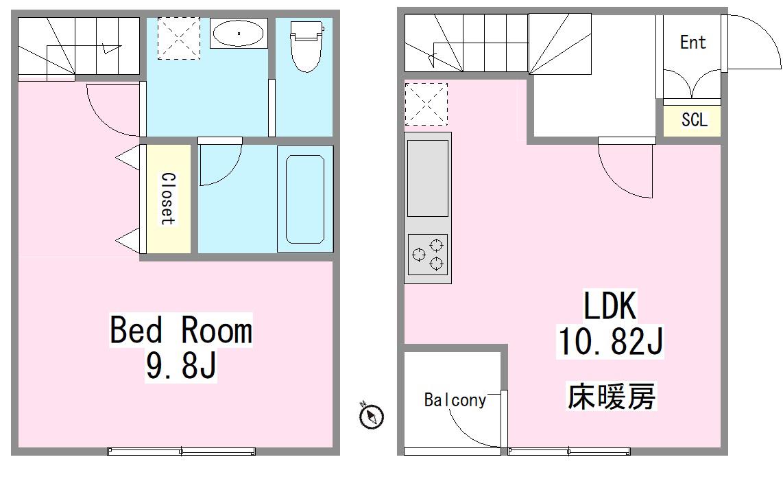 グエルサカエ赤堤(1LDK/地下階)の間取り写真