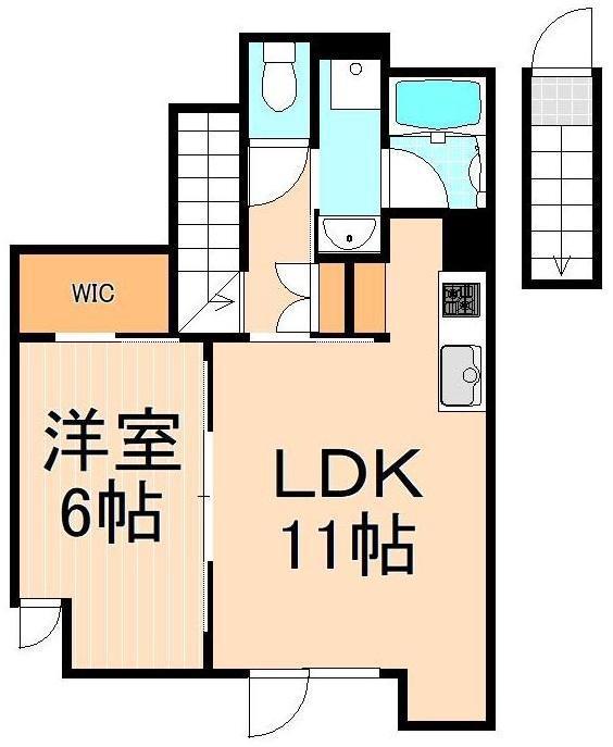 ARUITTE AOI(1LDK/2階)の間取り写真