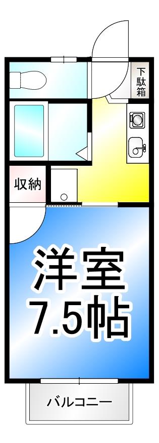 スカイコーポ(1K/2階)の間取り写真