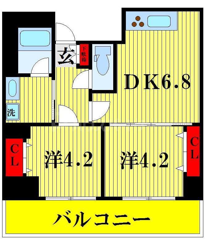 ESTRUTH PLUS OSHIAGEIII(2DK/5階)の間取り写真