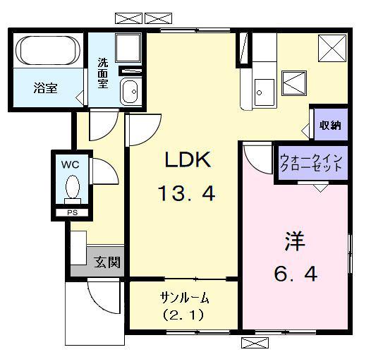 カンファタブルKI(1LDK/1階)の間取り写真