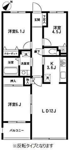 クレールコート芦花公園(3LDK/1階)の間取り写真