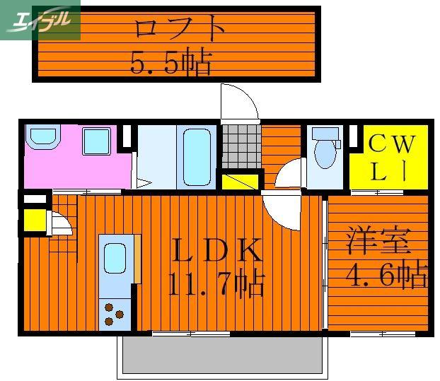 シャーメゾンMIRAI(1LDK/2階)の間取り写真