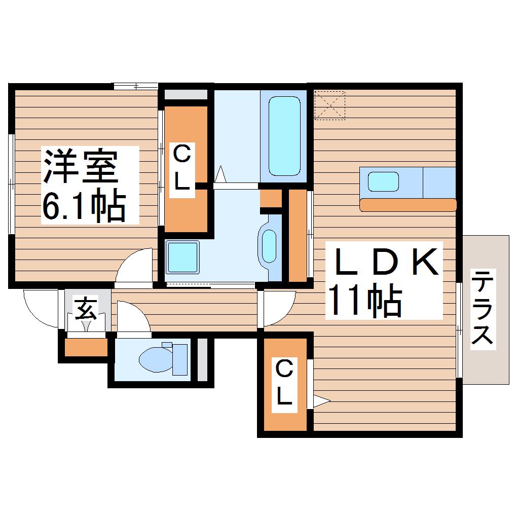 セジュール ハナ(1LDK/1階)の間取り写真