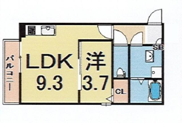 プランタン尼崎(1LDK/3階)の間取り写真