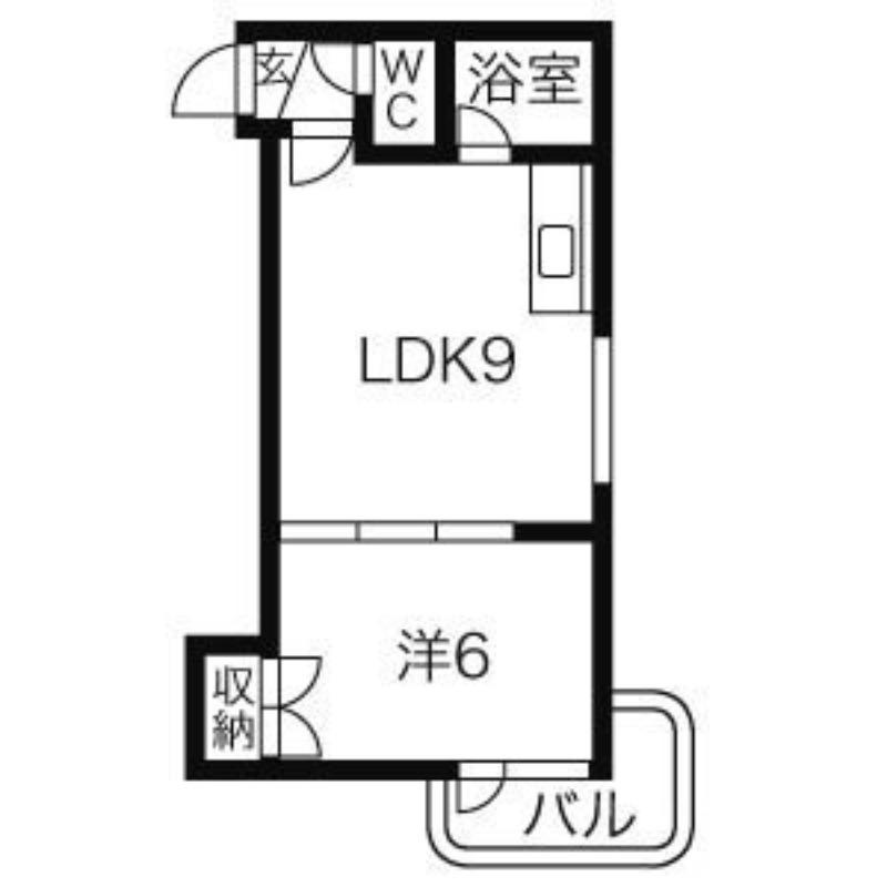 パルコート62(1DK/3階)の間取り写真