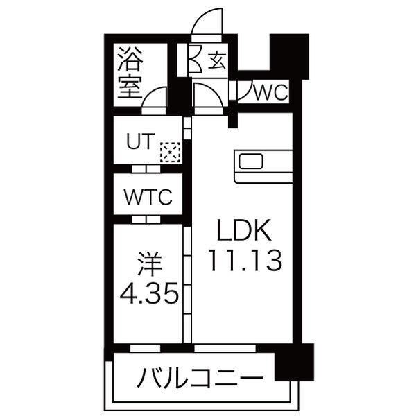 セントフィールド榴ヶ岡アネックス(1LDK/8階)の間取り写真