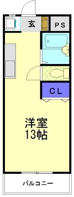 パティオNAKAHARA(1K/3階)の間取り写真
