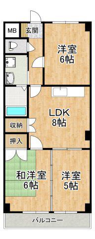 アーネットスタシオン大阪狭山(3LDK/3階)の間取り写真