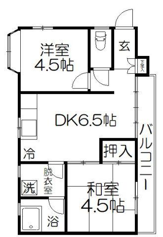 コーポ上木崎(2DK/2階)の間取り写真
