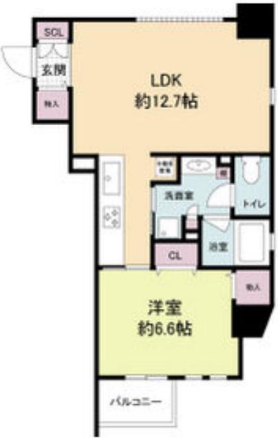 RIDGE北堀江(1LDK/6階)の間取り写真