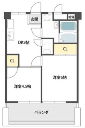 ヴィラ真田山(2DK/5階)の間取り写真