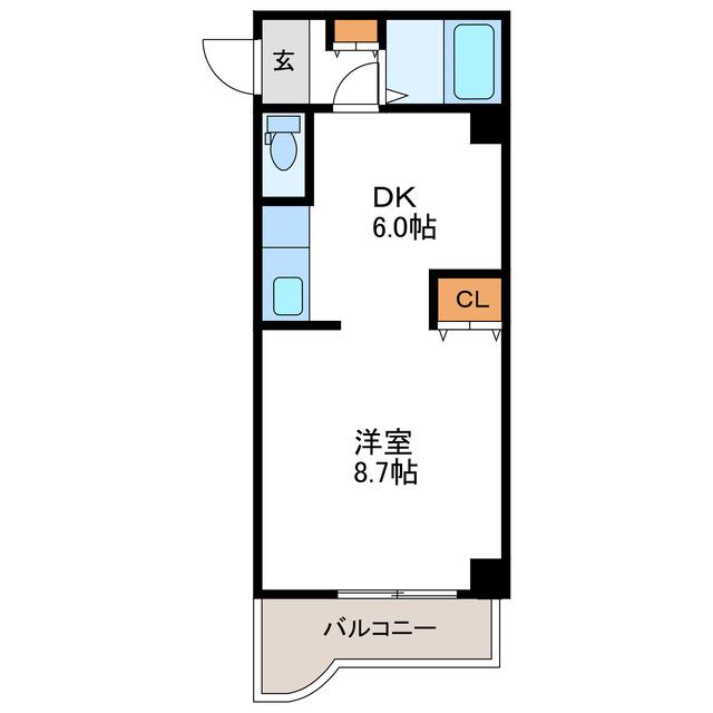 フラット北26条(1DK/7階)の間取り写真