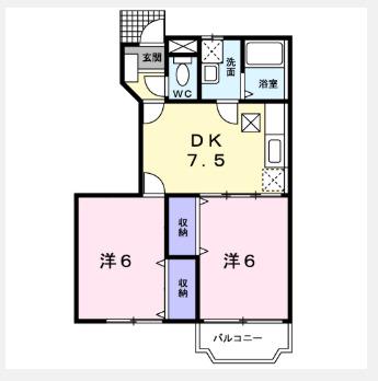 レジオン・ドヌールIII(2DK/1階)の間取り写真