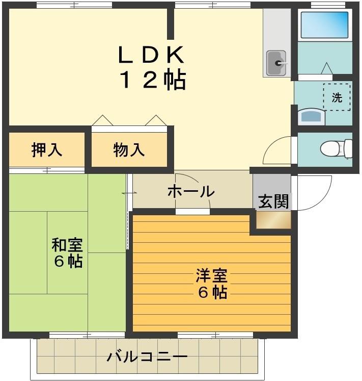 エトワールシノB(2LDK/1階)の間取り写真