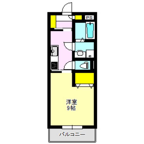 トランスコート(1K/2階)の間取り写真