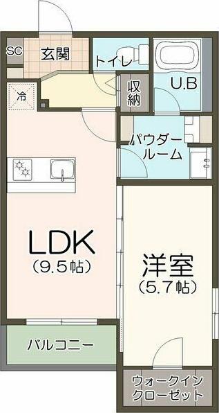 アルカンシエル泉(1LDK/4階)の間取り写真