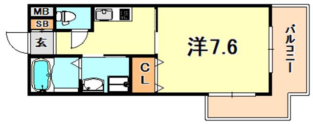 エイペックス神戸みなと元町COASTLINE(1K/3階)の間取り写真
