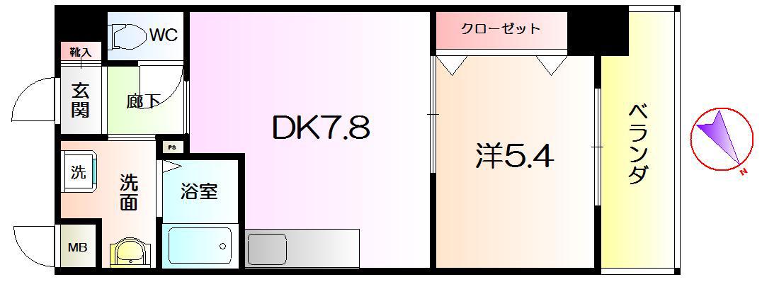 シティーコート大小路2(1DK/5階)の間取り写真
