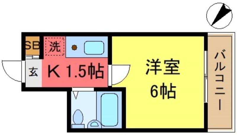 セントヒルズ小岩(1K/1階)の間取り写真