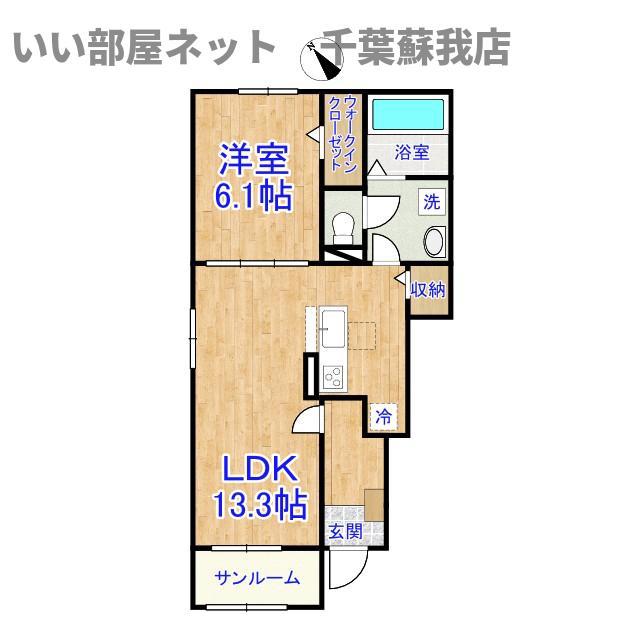 クレインヒルI(1LDK/1階)の間取り写真
