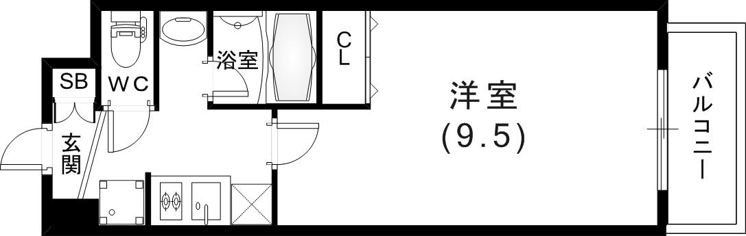 レン元町駅前(1K/3階)の間取り写真