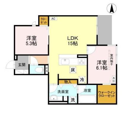 ドエルエミネンス達(2LDK/1階)の間取り写真