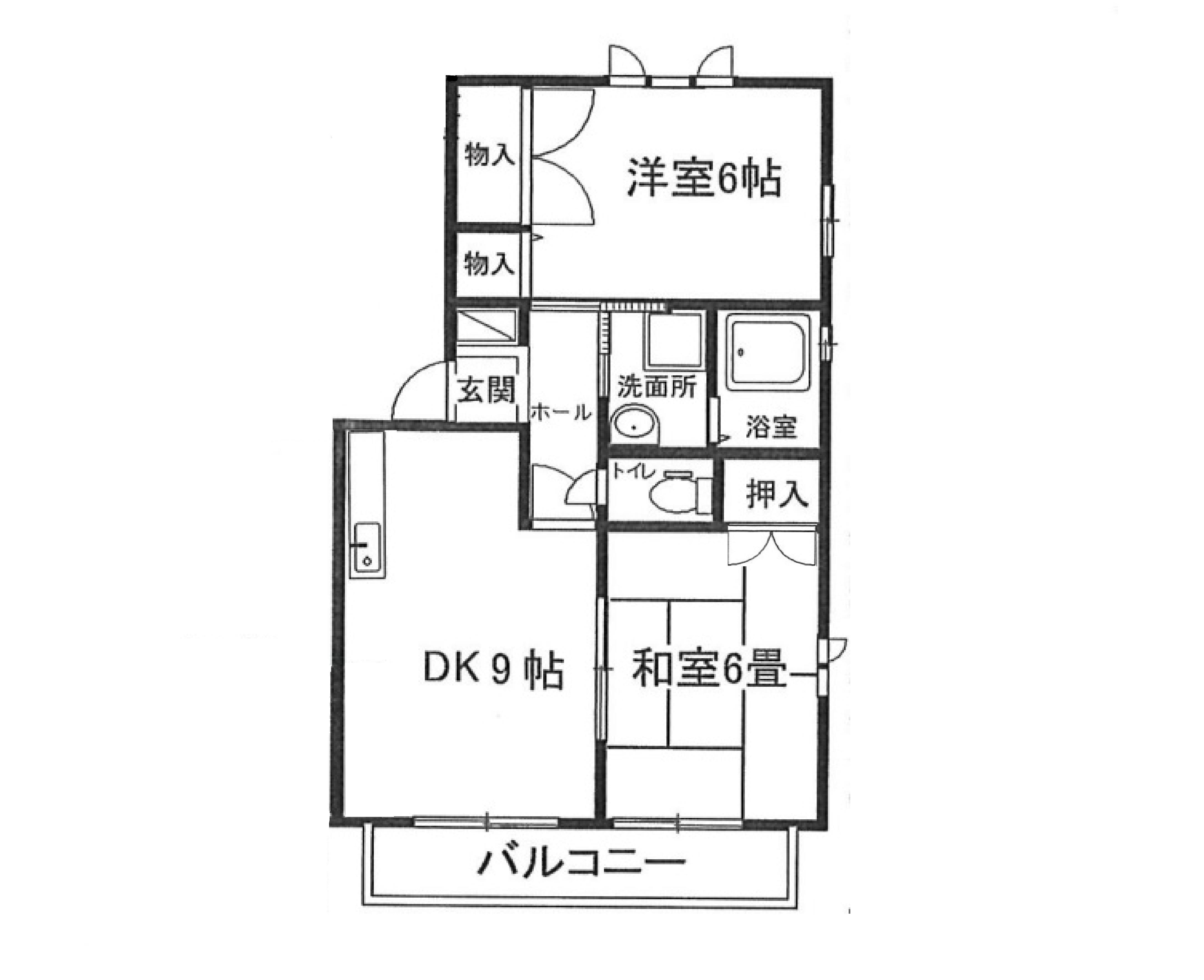 プリンス丸子B(2DK/2階)の間取り写真