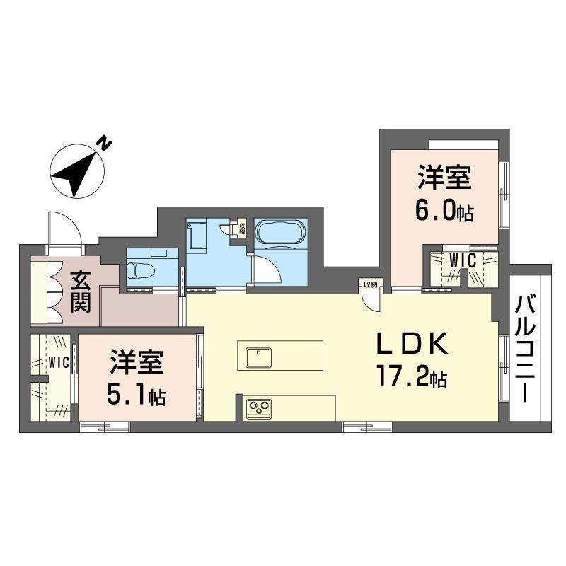 ミライザ桜丘(2LDK/3階)の間取り写真