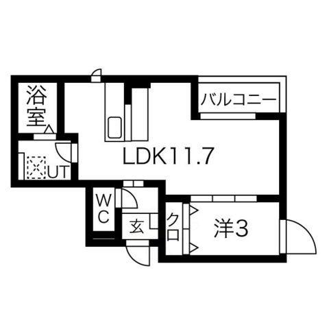 MAISON BLANCHE(1LDK/3階)の間取り写真