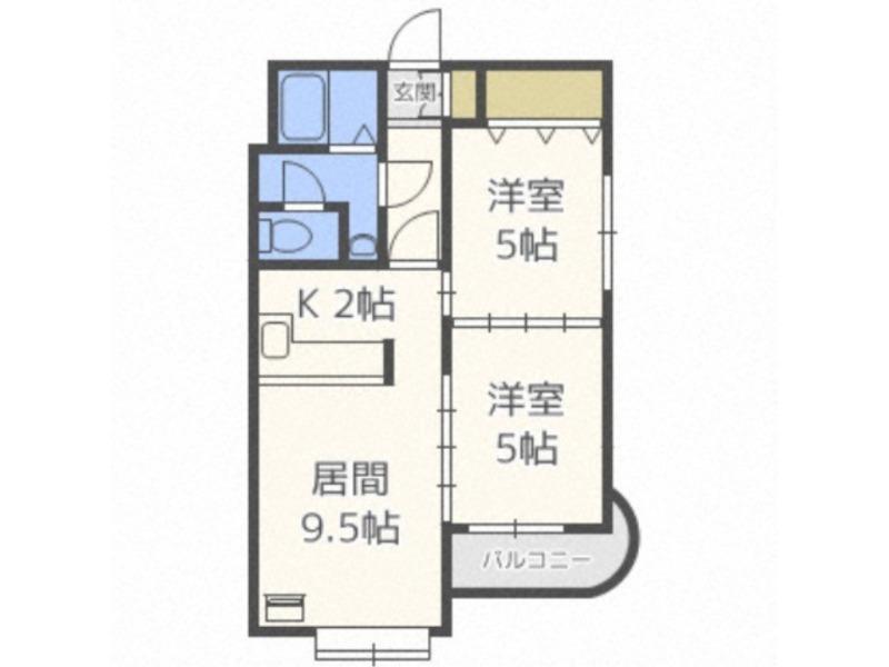 ディオステージ平岸(2LDK/2階)の間取り写真