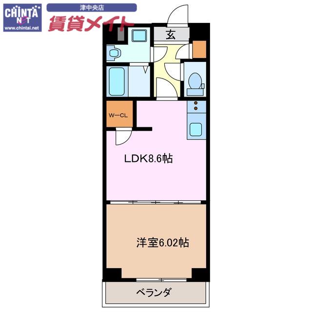 S-FORT津新町(1LDK/4階)の間取り写真