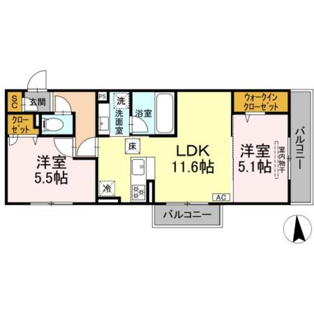 GREEN GARDEN(2LDK/2階)の間取り写真