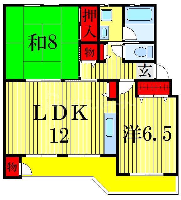 ノーブルハイツ市川菅野2号棟(2LDK/2階)の間取り写真