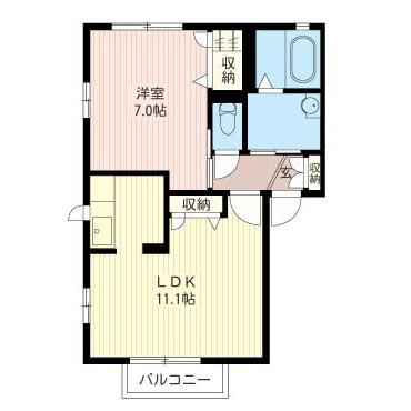 ブライトンティアラA(1LDK/2階)の間取り写真
