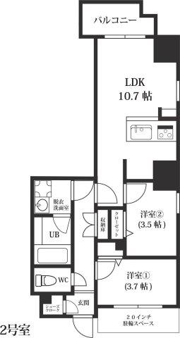 MODERN PALAZZO博多BAY(2LDK/3階)の間取り写真