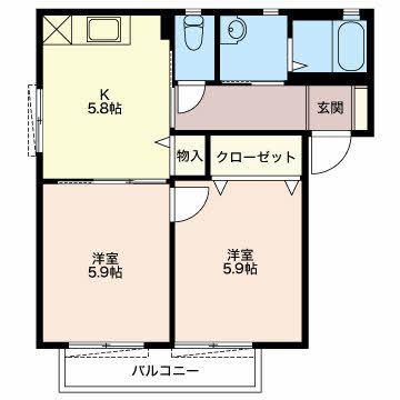メゾンマリアージュA(2K/2階)の間取り写真