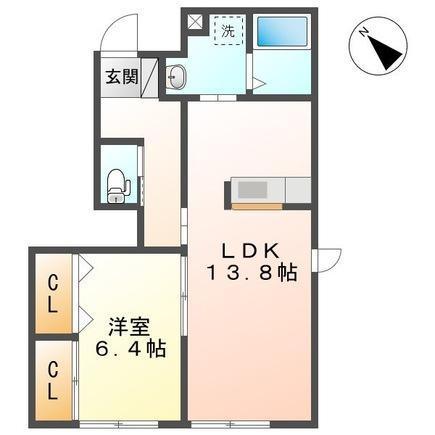 コンフォータブルプレイス(1LDK/1階)の間取り写真