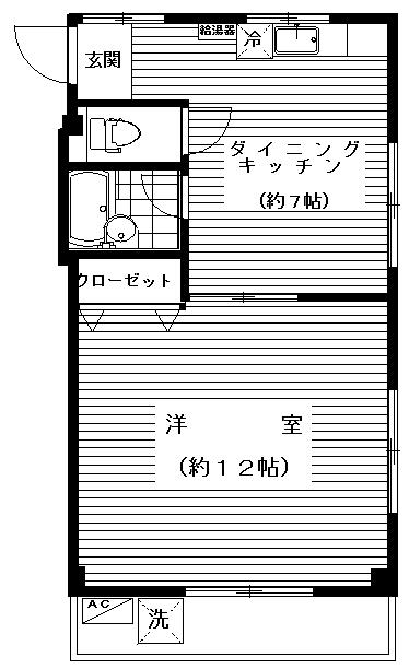 Uハイム(1DK/3階)の間取り写真
