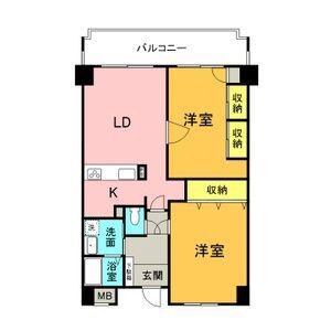グランデ元塩(2LDK/7階)の間取り写真