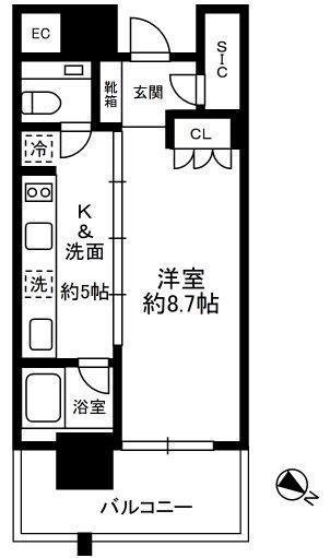 THE ROPPONGI TOKYO SUPERIOR RESIDEN(1K/7階)の間取り写真