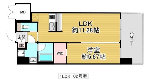 プレジオ森河内ASIAN(1LDK/15階)の間取り写真