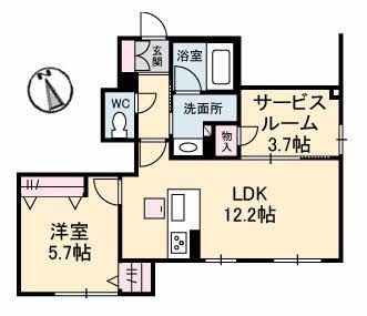 ＪＲ山陽本線 東福山駅 徒歩57分 2階建 築5年(1SLDK/1階)の間取り写真