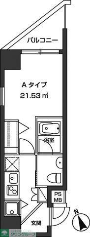 レジディア虎ノ門(1K/5階)の間取り写真