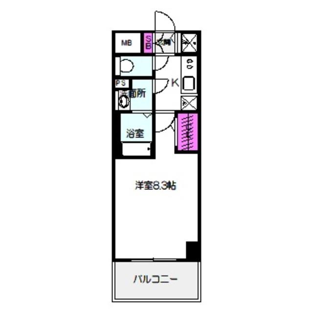 エスリード大阪グランフォート(1K/7階)の間取り写真