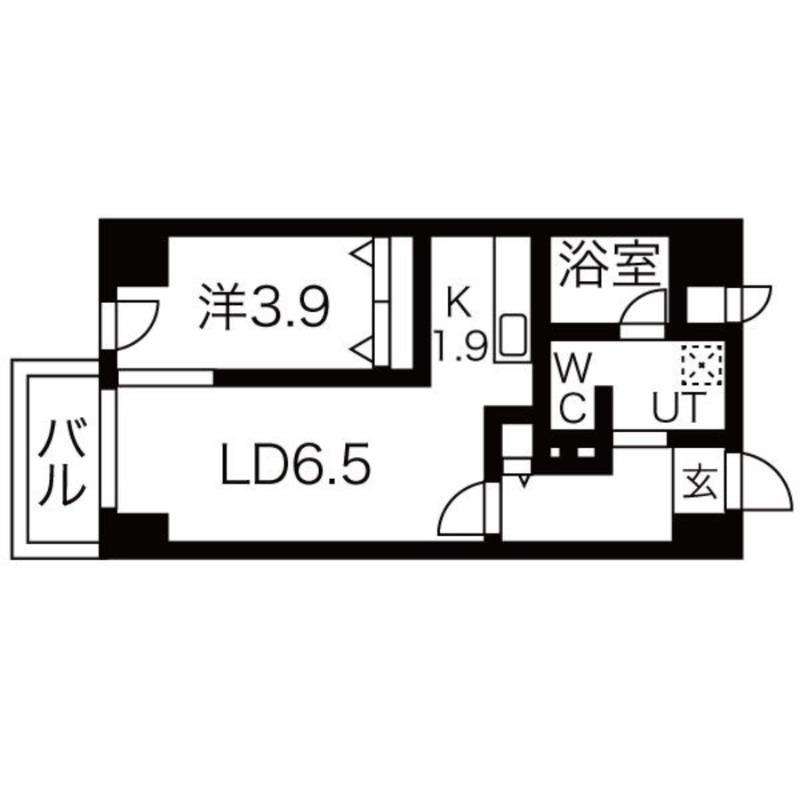 LEE東札幌A(1LDK/1階)の間取り写真